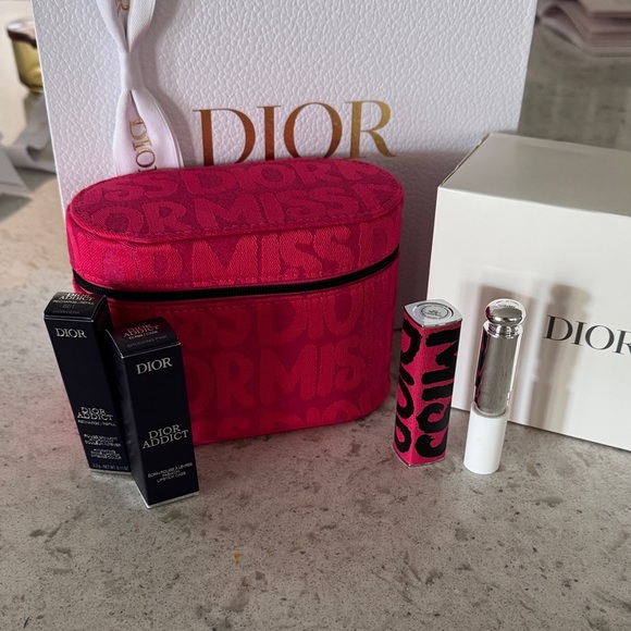 Dior Other - Dior Addict Lipstick with Miss Dior refill cap, new canvas beauty pouch